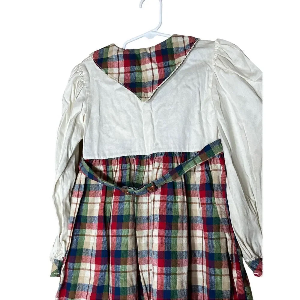 Vintage Oshkosh B’Gosh Girls Plaid Bunny‎ Squirrel print Dress Size 6